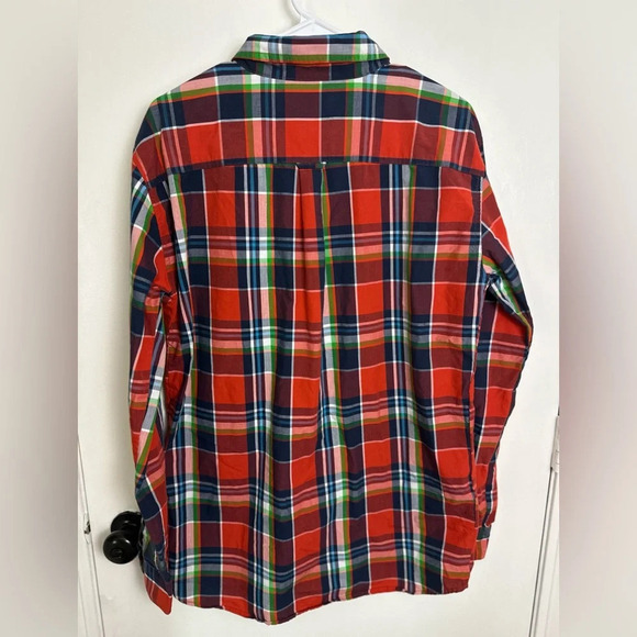 Chaps Plaid Button Down Size XL Orange Blue Mens Shirt - Picture 5 of 9